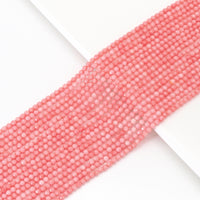 Pink Coral Round Faceted Beads, 3mm, Sku#U1635
