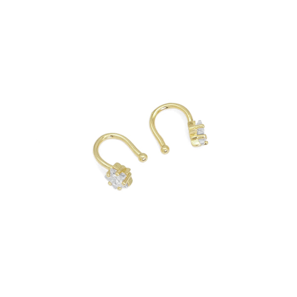 Gold Clear CZ Flower Ear Cuff, Sku#Y824