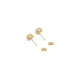 Gold Clear CZ Round CZ Stud Earrings, Sku#LX332