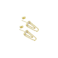 Clear CZ with Dangle Chain Link Stud Earrings, Sku#LD468
