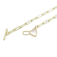 Paperclip Chain Mother of Pearl Clasp Necklace Bracelet, sku#EF387