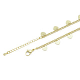 Gold Heart Thin Cuban link chain Adjustable Necklace, Sku#LD472