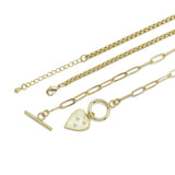 Gold Box Chain Paperclip Chain Heart Toggle Necklace,  Sku#EF484
