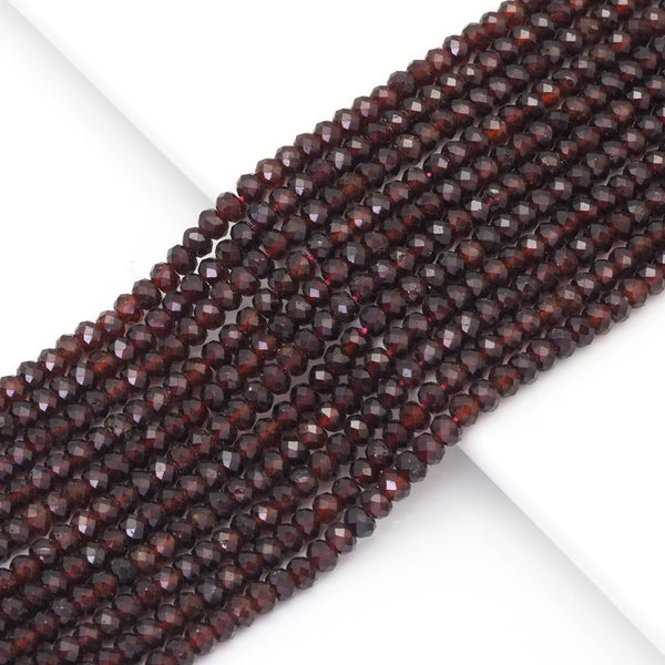 3x5mm Genuine Garnet Faceted Rondelle Beads, Sku#U1666