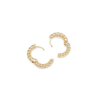 CZ Gold Twisted Round Hoop Earrings, Sku#ZX163