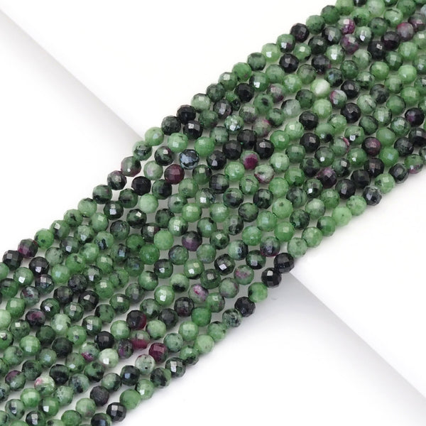 Genuine Ruby Zoisite Round Faceted Beads, Sku#U1741