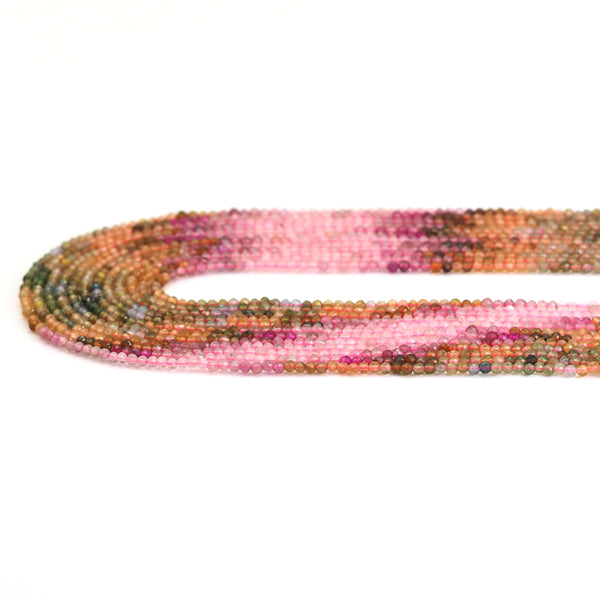 2mm Genuine Multicolor Tourmaline Round Faceted Beads, Sku#U1739