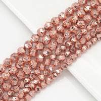 Diamond Cut Rose Gold Lava Beads, Sku#S154