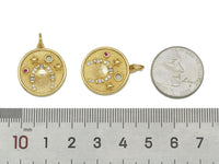 CZ Star Horseshoe Round Coin Charm, Sku#Z1435