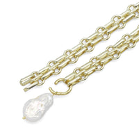 Thick Link Chain Necklace with Freshwater Pearl Pendant Necklace, Sku#EF504