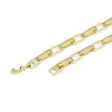 CZ Oval Link Gold Silver Adjustable Necklace, Sku#A118