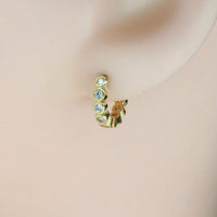 Gold Round CZ Small Huggie Earrings, Sku#Y848