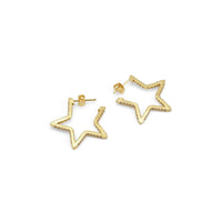 Gold Silver CZ Five Point Star Huggie Earrings, Sku#A124