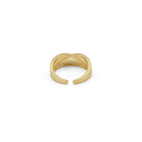 Gold Clear Baguette CZ Cross Link Adjustable Ring, Sku#LX376