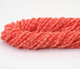 Pink Coral Smooth Rice Shape Beads, Sku#U1482