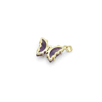Gold Natural Gemstone Butterfly Charm Pendant, Sku#FH222