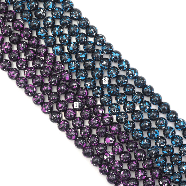 Natural Purple/Blue Hematite Round Smooth Beads, Sku#S158