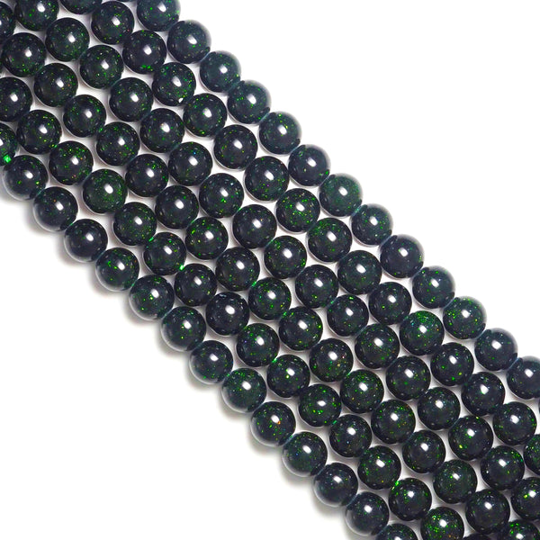 Green Goldstone Round Smooth Beads, Sku#U1764