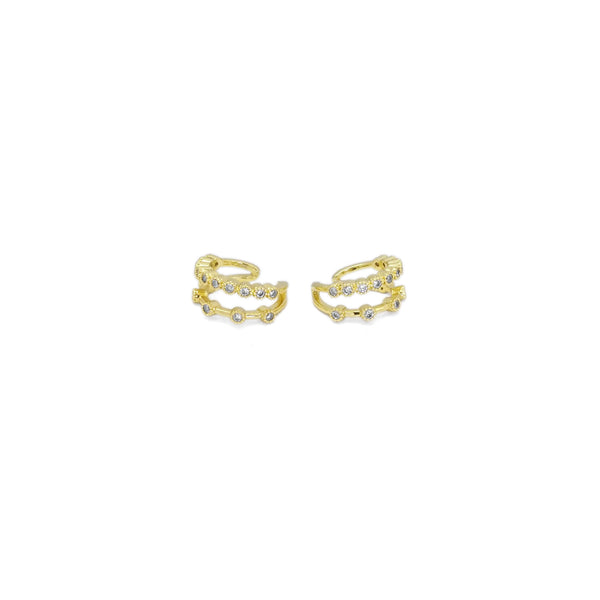 Gold Clear CZ Double Lines Ear Cuff, Sku#Y823