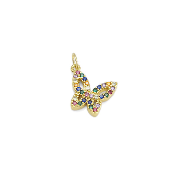 Colorful CZ Gold Butterly Charm, Sku#Y875