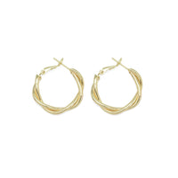 Gold Twisted Round Hoop Earrings, Sku#ZX136