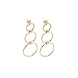 Gold Three Round Ring Dangle Earrings, Sku#ZX137