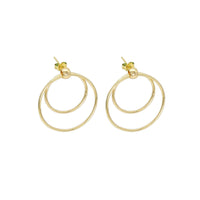 Gold Double Round Ring Earrings, Sku#ZX138