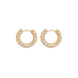 CZ Gold Twisted Round Hoop Earrings, Sku#ZX163