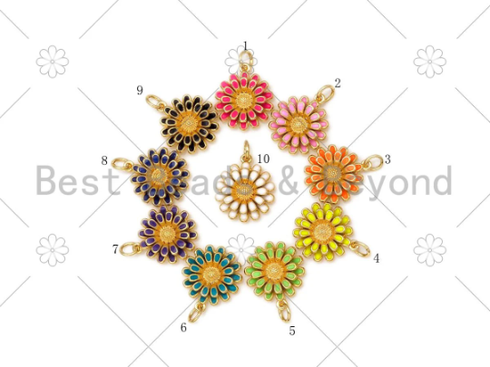 Enamel Colorful Daisy Flower Shape Pendant,18K Gold Filled Daisy Flower Charm,Enamel Pendant,Enamel Jewelry,15x17mm,Sku#F1410