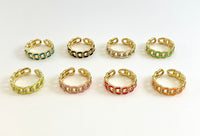 Colorful Enamel Adjustable Curb Link Chain Ring, Enamel Stacking Ring, Adjustable Ring, Fashion Enamel Jewelry, sku#X189