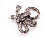 CZ Micro Pave Ribbon Fold Over Clasp, Cubic Zirconia Buckle Clasp/Connector, 48x38mm, sku#H19