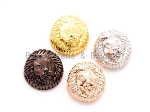 CZ Micro Pave 13mm Lion Head Animal Beads,CZ Spacer Beads in Gold Black Silver Rose Gold Finish,Men's Jewelry Findings, 1pc/2pcs sku#G175