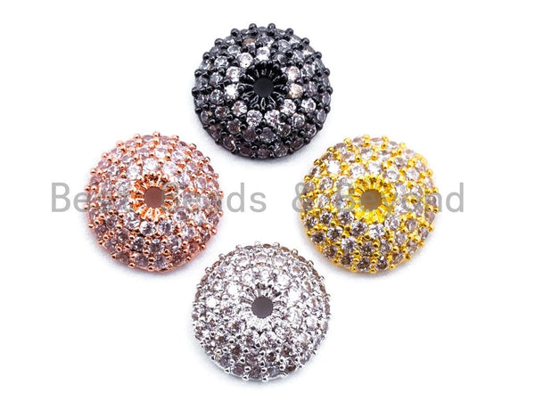 CZ Micro Pave Tassel Cap/Round Cap Beads, Silver/Gold/Rose Gold/Gunmental Tone, 3x11mm, sku#C32