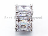 CZ Micro Pave Big Hole Spacer Beads, Clear Cubic Zirconia Spacer Beads Gold/Silver/Rose Gold/Gunmental, 5x9mm, sku#G270