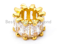 CZ Micro Pave Big Hole Spacer Beads, Clear Cubic Zirconia Spacer Beads Gold/Silver/Rose Gold/Gunmental, 5x9mm, sku#G270