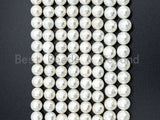 6/8mm/10mm/12mm/14mm Quality White Mother of Pearl, Mop Shell, White Shell, Pearl, Round 128 Faceted Gemstone Beads, 15inch strand, SKU#T66