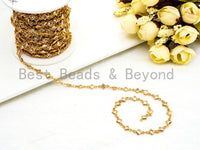 1 Foot/Yard-CZ Beaded Chain-4mm Diamond Shape CZ Beads-Gold Silver Rose Gold Gunmetal Plated Bezel Chain,Bezel Connector Beads,sku#E365