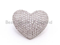 CZ Micro Pave Heart Clasp, Cubic Zirconia Jewelry Clasp/Fastener/Shortener, Jewelry Buckle, Magnetic Jewelry Findings, 22x27x14mm,sku#H105