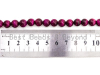High Quality Natural Fuchsia Tiger Eye Round  Beads,4mm/6mm/8mm/10mm/12mm/14mm Round, Fuchsia Tiger Eye, 15.5'' Full strand, SKU#U65