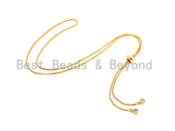 Sliding Adjustable Continuous Necklace Making Chain, half-finished Necklace, Rubber stopper beads, Pendant Box Chain, 24"/32",Sku#P44