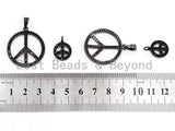 CZ Pave On   Micro Pave Peace Sign Round Pendant,31x28/13x16mm, Cubic Zirconia Plan Pave Pendant Beads, Pave Pendant, SKU#F363
