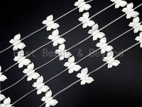 1/10 pcs Natural Mother of Pearl beads, 16x20mm White Pearl Carved Butterfly Beads, Carved Pearl Beads, SKU#T28