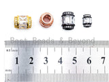 9x6mm CZ Micro Pave Drum shape Beads, Cubic Zirconia Spacer Gold/Silver/Rose Gold/Gunmetal, European Large Hole Beads, sku#C61