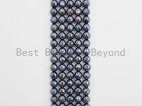 Quality Natural Silver Plated Black Onyx 6mm/8mm/10mm/12mm Beads, Mystic Round Faceted Black Onyx Beads, 15.5'' Full Strand, SKU#U283