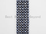 Quality Natural Silver Plated Black Onyx 6mm/8mm/10mm/12mm Beads, Mystic Round Faceted Black Onyx Beads, 15.5'' Full Strand, SKU#U283