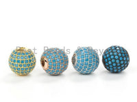 6mm/8mm/10mm/12mm Micro Pave Turquoise CZ Stone Round Ball,sku#G308T