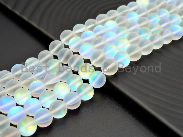 Beautiful White Spectrolite Quartz Matte, Aura l Round beads, 6mm/8mm/10mm/12mm, 15.5inch strand, SKU#U295