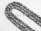 Quality Natural Map Jasper Faceted/Smooth Round Beads,6mm/8mm/10mm/12mm Gray Gemstone Beads,15.5" Full Strand,SKU#U393