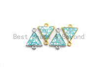 100% Natural Aqua Blue Shell Triangle Connector with Gold/Silver Finish, Blue Shell Connector, Natural Shell Beads, 11x14mm,SKU#Z269