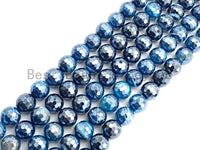 Mystic Plated Faceted Agate Beads,6mm/8mm/10mm/12mm, Plated Blue Agate Beads,15.5" Full Strand, SKU#U442